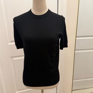 ZARA KNIT SHORT SLEEVE SWEATER BLACK LARGE